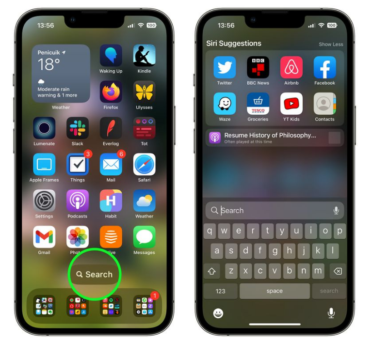 邵原镇苹果手机维修分享升级到 iOS 16 后，如何删除主屏幕上的搜索按钮 